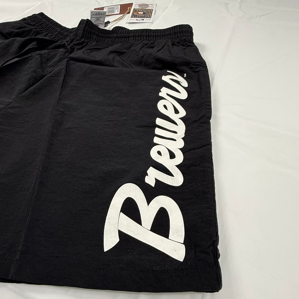 Mitchell & Ness Milwaukee Brewers Black Nylon Athletic Shorts Mens Large NWT - Picture 15 of 15